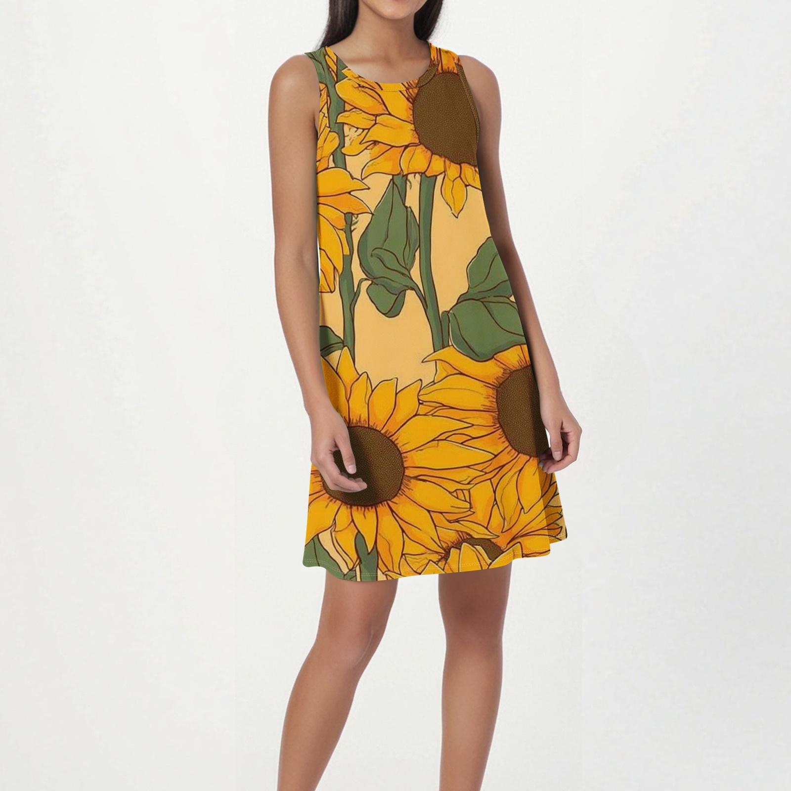 

Summer Dresses for Women 2026 Sleeveless Sundresses for Women 2026 Casual Summer Dress with Sunflower Print Summer Dresses XXL