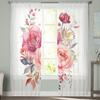 Flower Bud And Leaf Overlay Window Curtains For Living Room Bedroom Kitchen Chiffon Sheer Window Treatment
