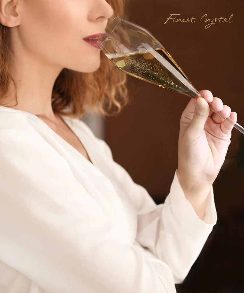 Champagne Champagne Wedding Crafted by Stylish Crystal Glass Morning Plade Glass, Flute, Artisans, (1 Piece)