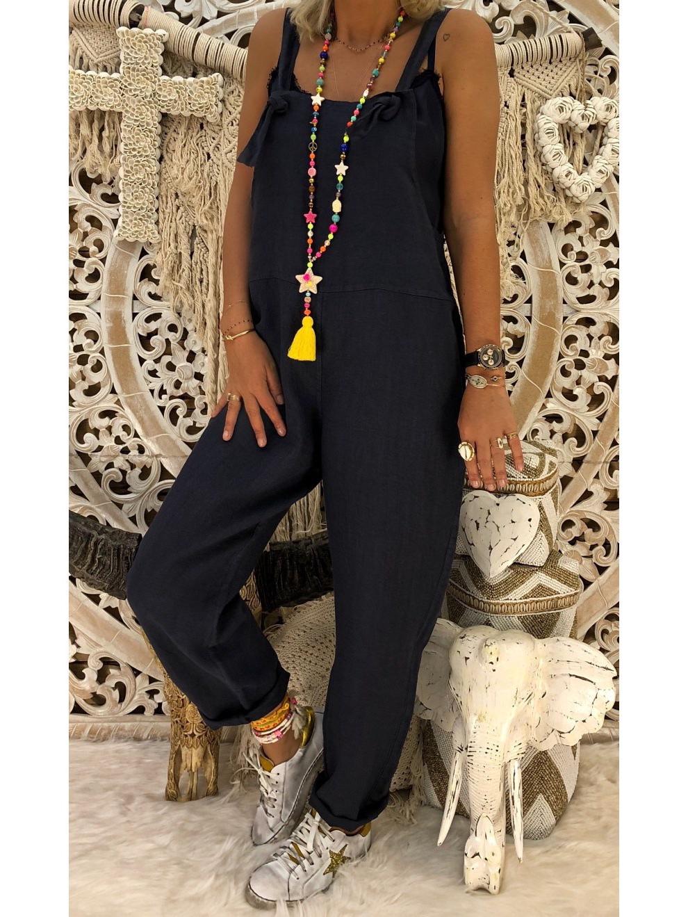 

Cross2026 Women s Casual Loose Strappy Jumpsuit - Autumn/Winter European-American Plus Size Fashion L чорний