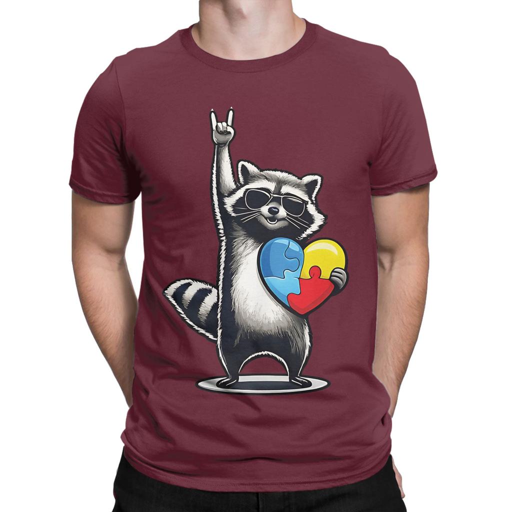 aAutism Racoon Rock On Tism Unisex Unisex Kids Funny Graphic 100 Cotton TShirt aAutism Racoon Tops Tees For Unisex