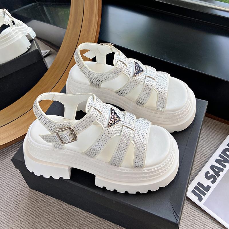 Japanese Style Cake Bottom Retro Sandals High Heels Women 2025 New Thick Bottom Casual Roman Sandals Women Zapatos De Mujer
