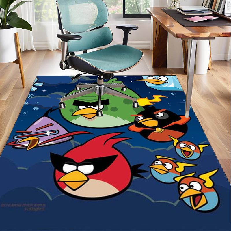 Red Birds Characters Collage Office Rug Chair Mat, Game Carpet, Suitable for Front Door, Bedroom, Living Room, Desk, Holiday Gift