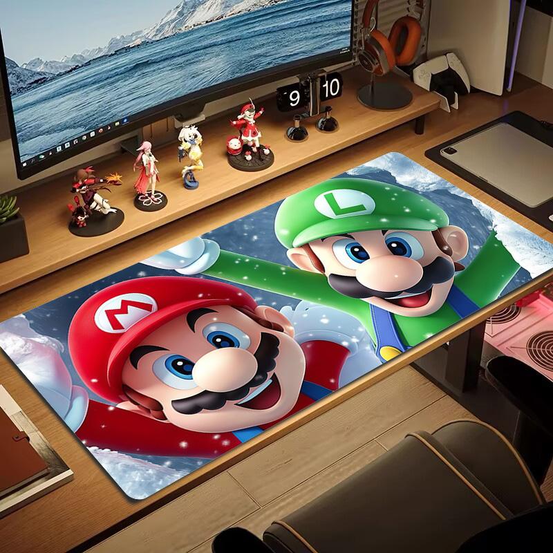 Mario & Luigi Duo Print Cushion Non-slip Laptop Tablet Big Mousepad XXL Mat Mini PC Playmat With Lock edge
