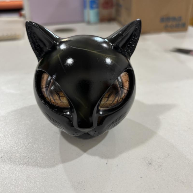 Black Red Green Eye Cat Stone Figurine Resin Cat Head Healing Stone Marble Texture Cat Stone Keepsake Gift Office Desk Cat Decor