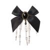 Halloween Skeleton Hand Hair Clips with Bowknot Faux Crystal Hand Bone Hairpin Gothic Skull Claw Hair Accessories for Girls Party Cosplay