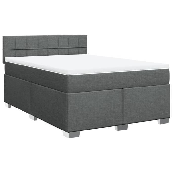 Maison Exclusive - Sommier à lattes de lit avec matelas Gris foncé 140x200cm Tissu