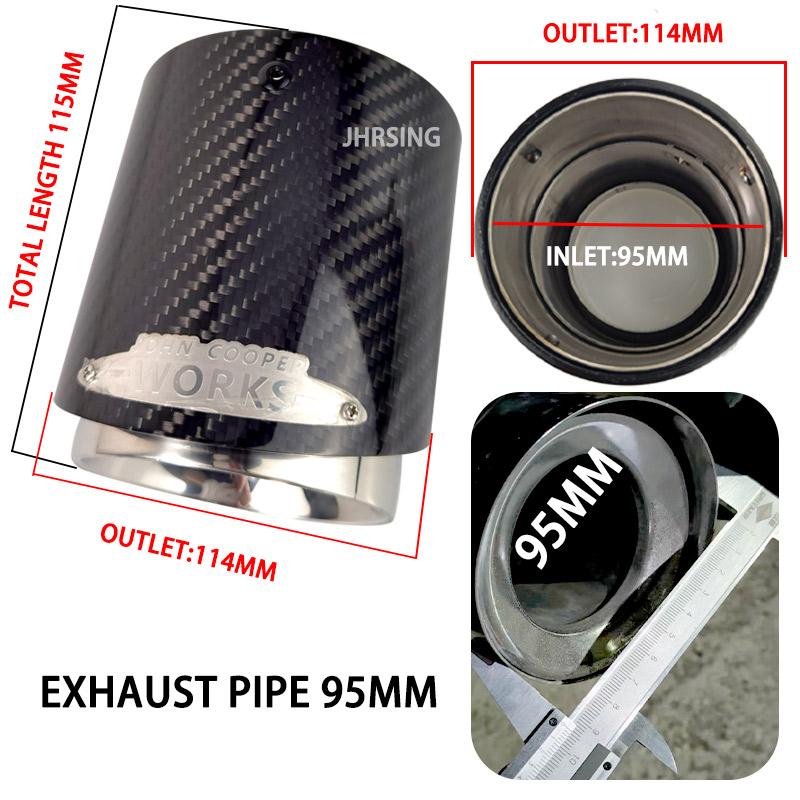 

NEW Carbon Fiber Exhaust Tip Muffler Tips Fit for JOHN COOPER WORKS 2022 2.0T Exhaust Pipe 95mm For MINI JCW Black/silver срібний