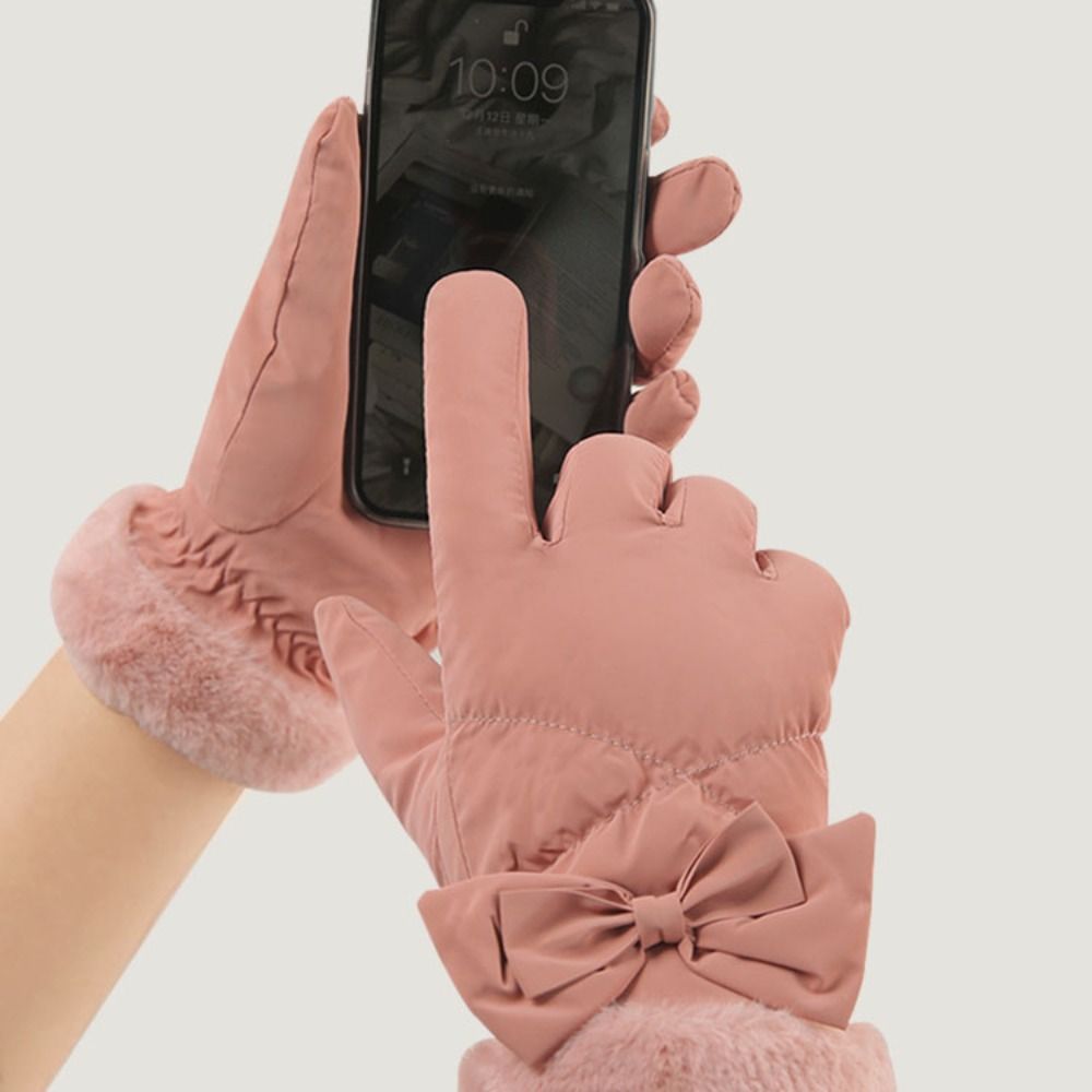 Waterproof Winter Warm Gloves Windproof Cycling Mittens Soft Bow Women Gloves Female/Girls