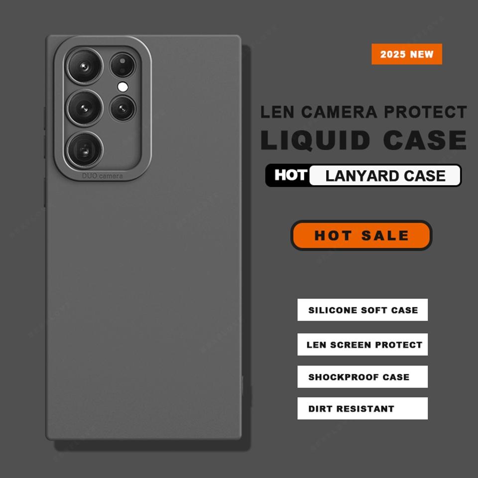 

Lanyard Liquid Silicone Phone Case For Samsung Galaxy S24 S23 S22 S25 Ultra Plus A54 A53 A52 A55 5G Wrist Strap Original Cover For Samsung A52