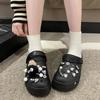 Cotton Drag Hole Shoes Women's Autumn and Winter New Cute Little Briquettes Outer Wear Thick Sole Warm Velvet DIY Winter