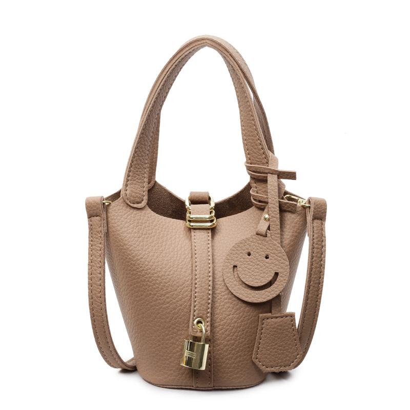 2025 Spring and Summer Hot Sale, High-end Portable Bucket Bag, Women's Casual Versatile Lychee Pattern Texture Messenger Child and Mother Bag