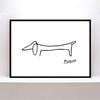 Picasso's Cute Dog Painting, A4 Size, Framed Art Poster (Black Frame (23cm X 31cm)) - Aoipro
