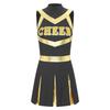 Womens Sparkling Cheerleader Dress Sleeveless Pleated Print Design Youthful Schoolgirl Uniform Halloween Costume