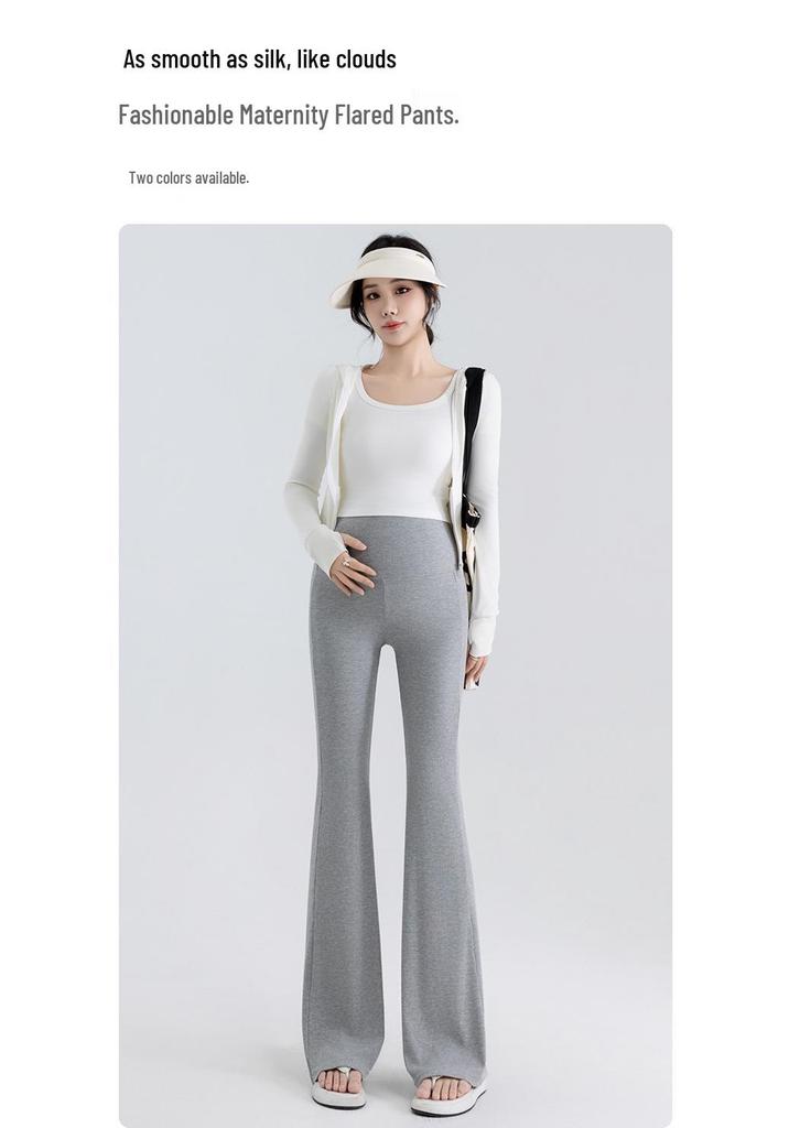2025 Maternity Wide-Leg Knit Pants: Pre- and Postnatal Spring/Autumn Drape Style with Belly Support