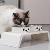 Double Bowls Cat Food Water Bowl Non-Slip Anti-flip Elevated Pet Feeder Bowl Stable Multifunction Cat Dog Dual-use Bowl