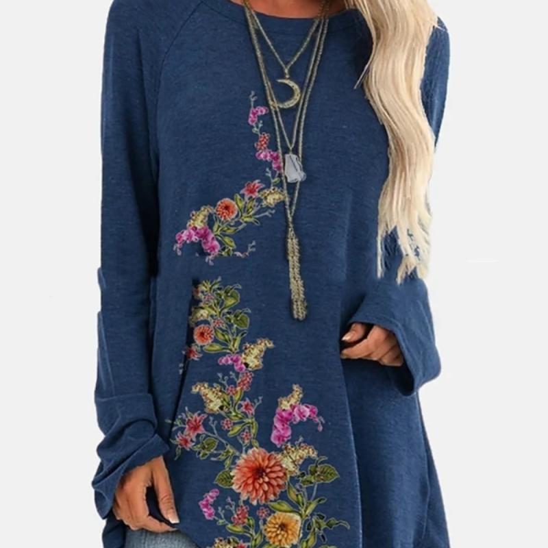 

Middle-Aged And Elderly Women Crewneck Long-Sleeved Top Fashion Casual Relaxed Comfortable Home Outdoor Clothing High Quality S