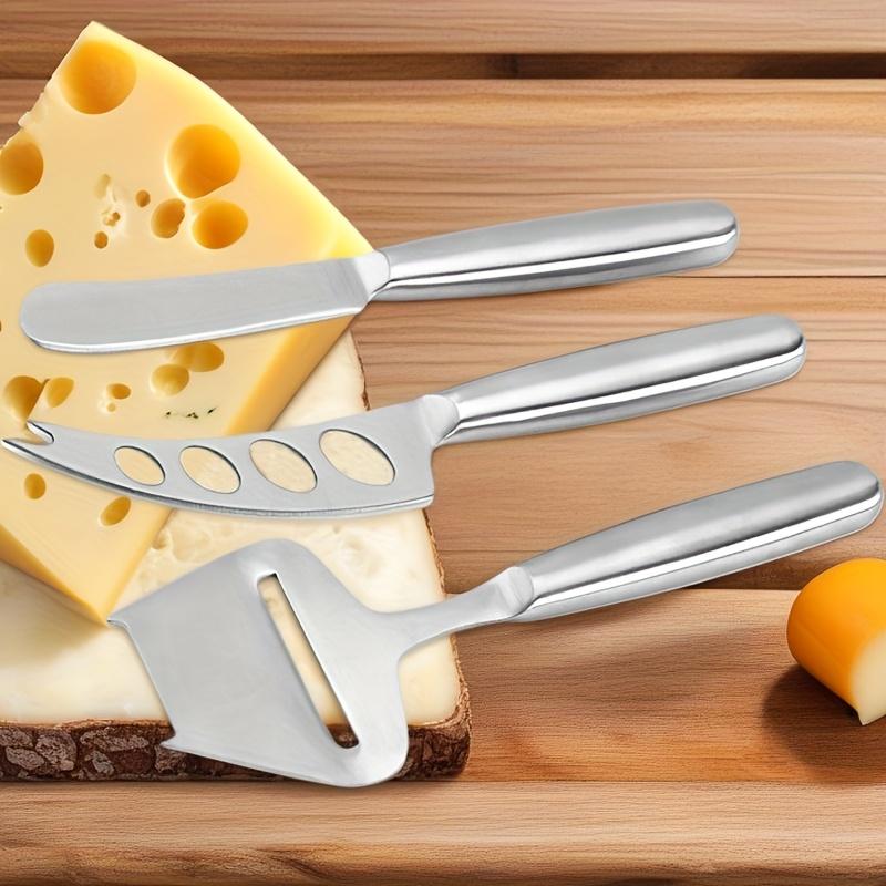 3pcs Stainless Steel Cheese Knife Set, Cheese Cutter, Cheese Grater, Multi-hole Knife, Cut Cheesecake Desserts, Baking Tool Set