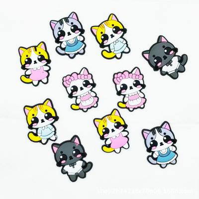 Cartoon-Kätzchen Gummi-Clog-Anhänger & DIY-Zubehör für Schuhe, Handyhüllen & Tassen