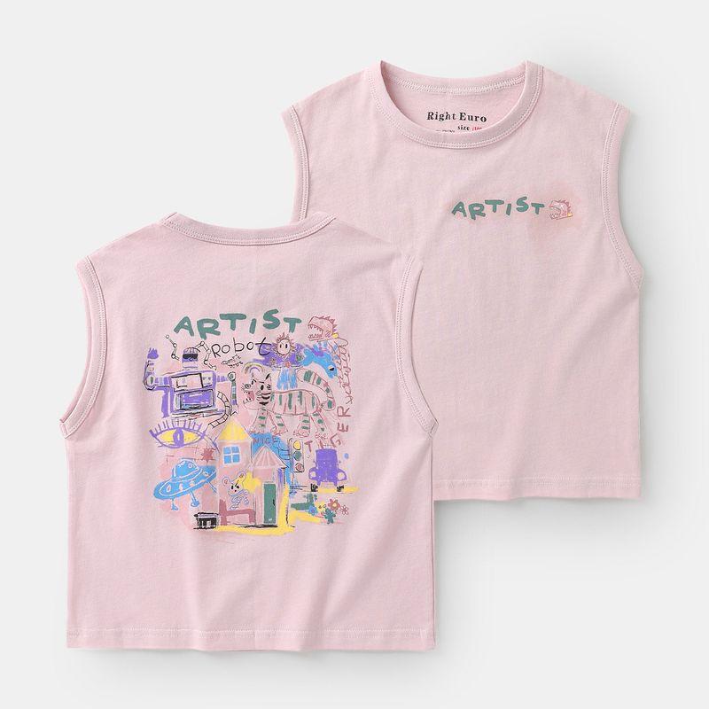 Right European Style Boys  Cartoon T-Shirt Popular Printed Cool Vest Casual Children s Clothing Boys  Fashionable Trendy T-Shirt Pink (Upgraded Version)(In Stock) 140