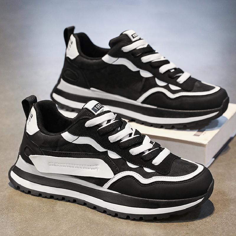 

Men s Shoe Trend Brand High-end Versatile Casual Sports Running Leather Surface Waterproof Thick Sole Height Increasing Forrest Gump Dad Shoes 39 Standard Sports Code чёрный