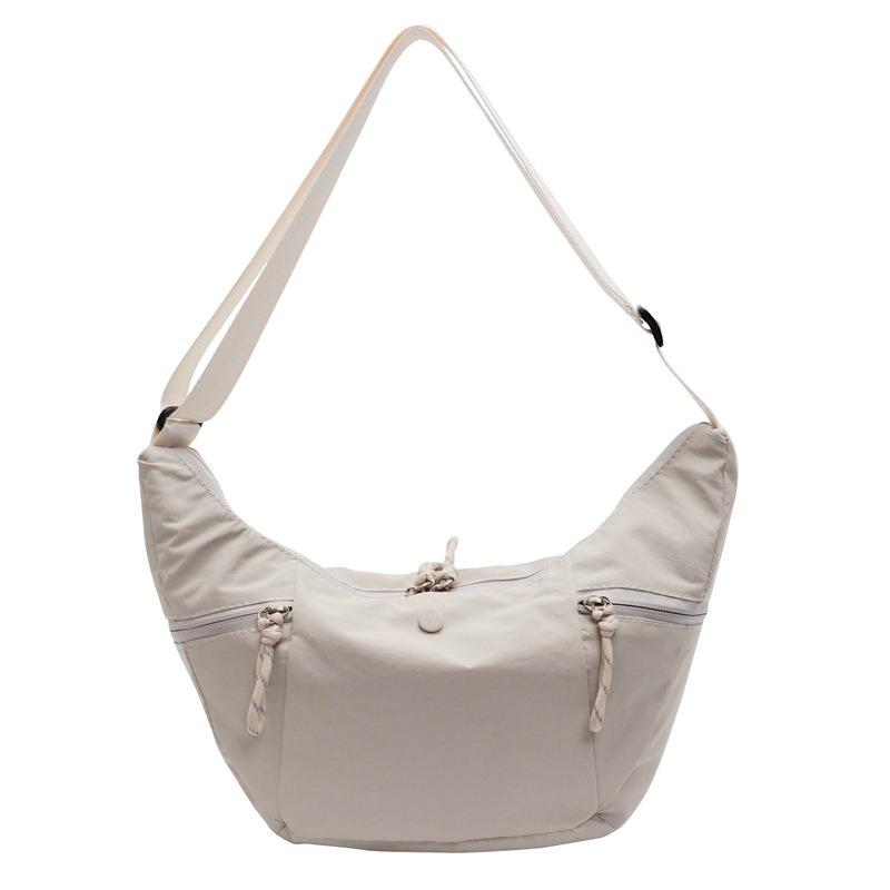 Casual solid color dumpling bag women's new versatile croissant simple texture nylon shoulder messenger bag