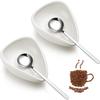 Ceramic Coffee Bean Tray & Stainless Steel Spoon Set: Collector, Display, Measuring & Weighing Use.
