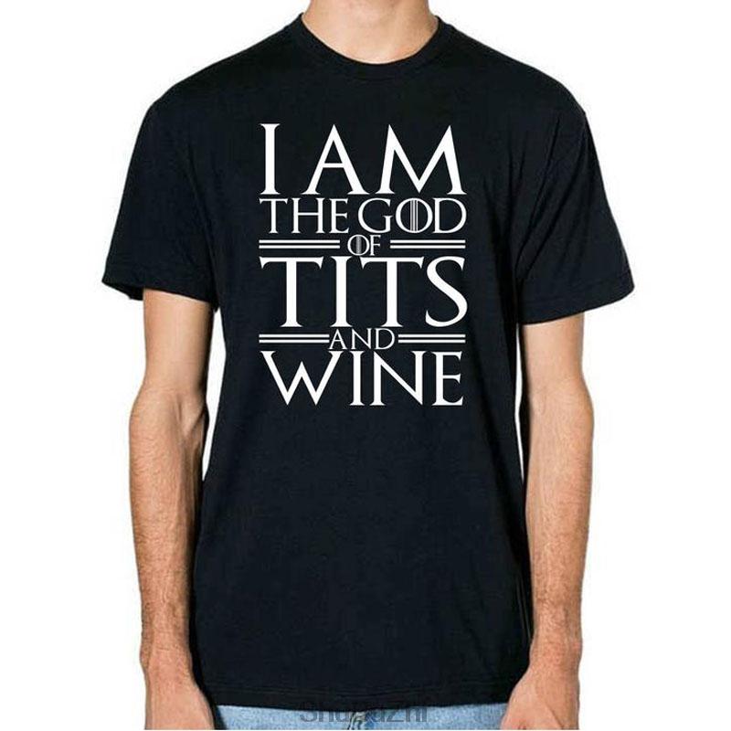 

drop shipping summer hot sale cotton men t-shirt I Am The God Of Tits & Wine Men s Black T shirt fashion tshirt S разноцветный