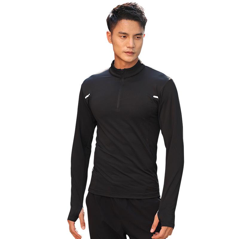 Men's Long Sleeve Half-Zip Quick-Dry Sport Shirt for Running, Training & Morning Runs - Spring, Autumn, Winter.