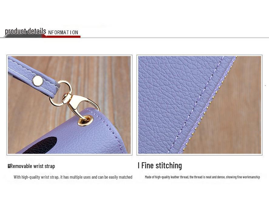 Women's Double Zipper Leather Clutch Wallet: Stylish Long Wallet & Phone Bag with Large Capacity & Coin Purse