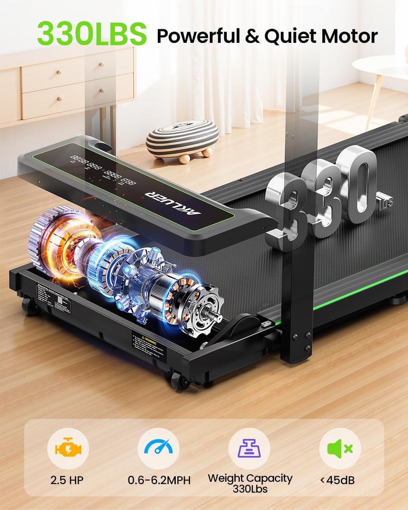Akluer P3-D Walking Pad Treadmill with Adjustable Desk,Foldable Treadmill with Remote Control