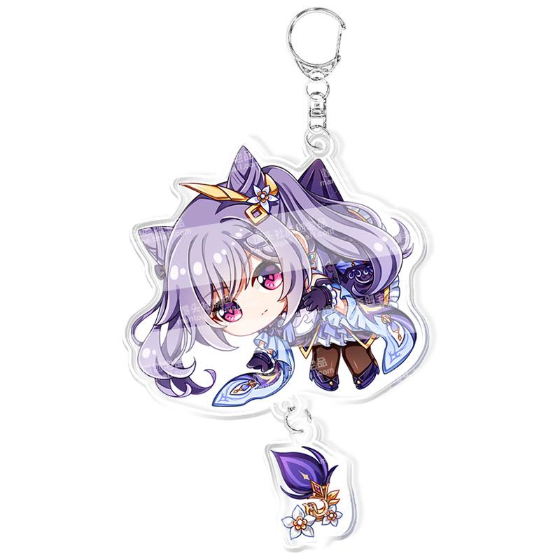 Anime Genshin Impact Porte-clés Acrylique Pendentif Accessoires Présentant les Personnages Yae Miko Xiao Klee Keqing Kazuha Lumine Qualité Premium