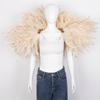 Veer Sjaal Cape Schouderomslag Gothic Veer Shrug Poncho Gouden Kraag Halloween Cosplay Kostuum voor Volwassenen Vrouwen