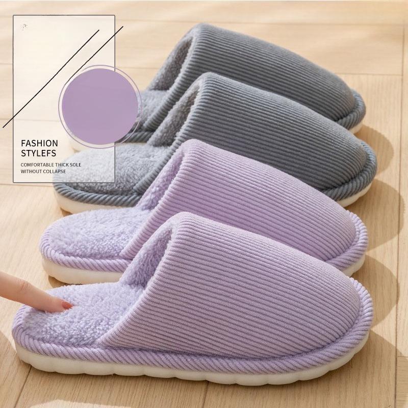 New Style of Women's Indoor Home Slippers, Thickened Anti-slip Couple Plush Cotton Shoes