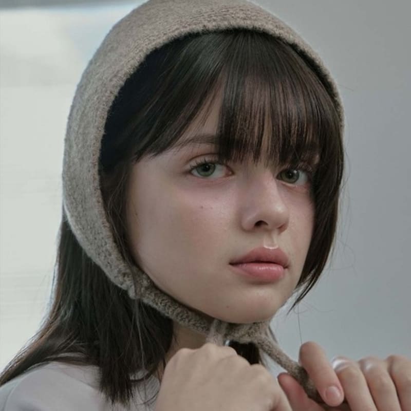 

more moire Wool knit ear muffler - beige Beige_FREE