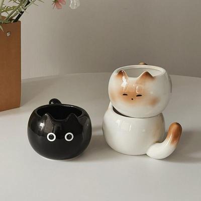 Cartoon Siamese Cat Coffee Cups Cute Cat Shaped Underglaze Colored Ceramic Cup Home Breakfast Milk Coffee Mug Birthday Gift Cup