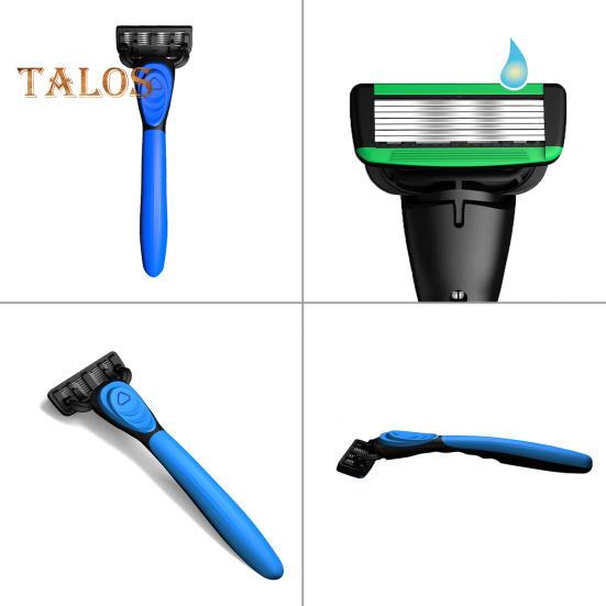 Manual Razor with 5 Blade Refills 7 Layers Stainless Steel Blade Rubber Handle Men Women Hair Beard Trimmer Remover Shaver Tool