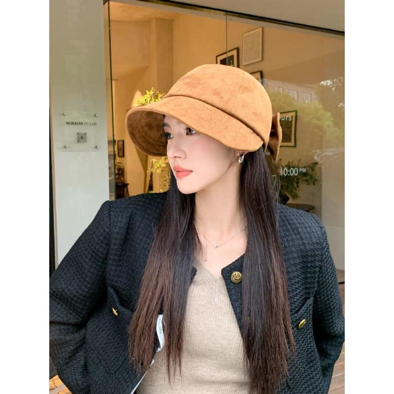Women S Korean Style Winter Autumn Octagonal Hat Bow Decor Warm Sun Protection Cap