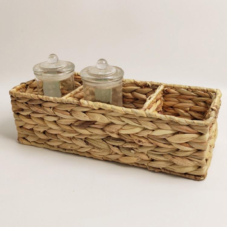 Practical Divided Straw Basket For Efficient Home Organization And Space Saving