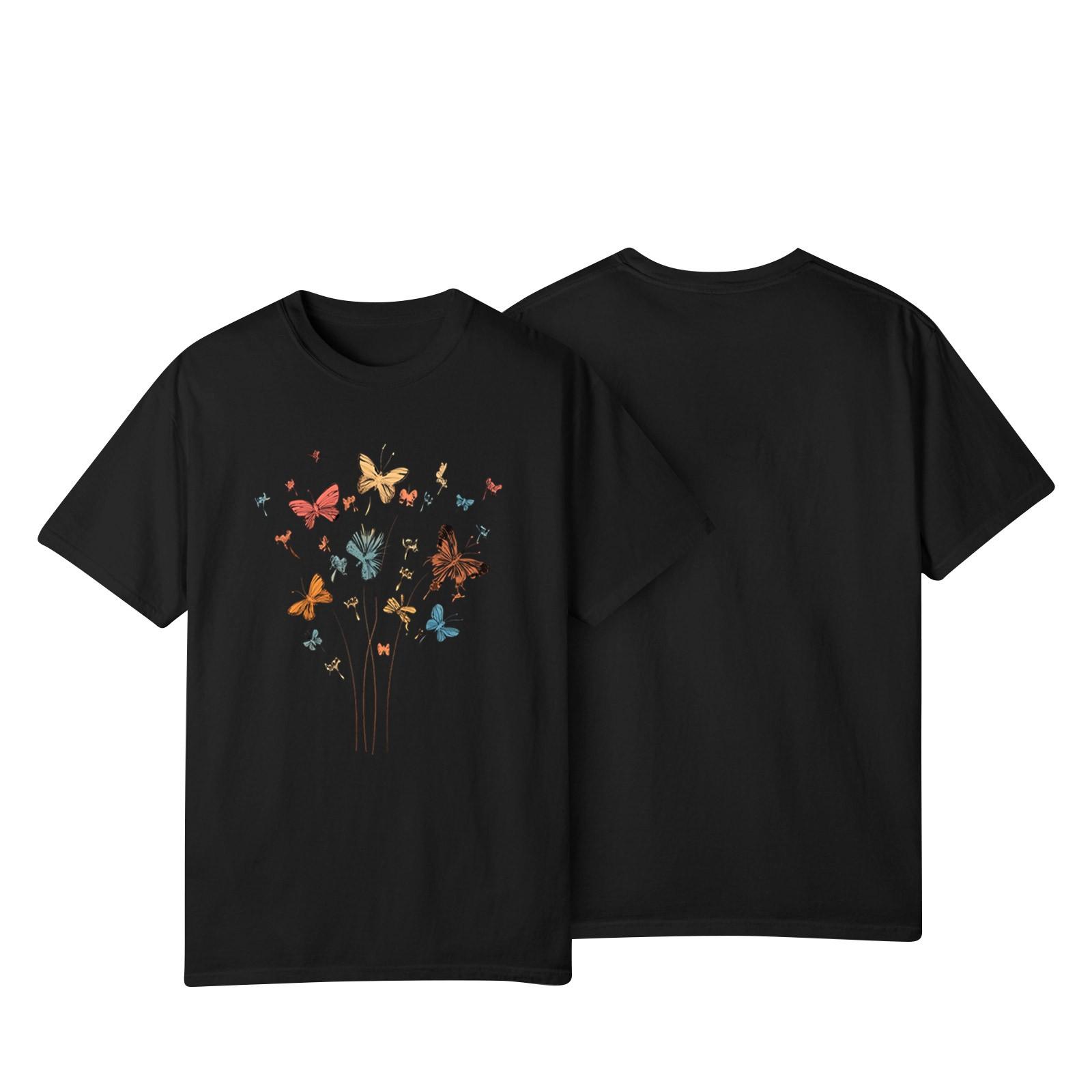 

Женская повседневная футболка с принтом подсолнухов Street Slim Fit с коротким рукавом XL чёрный