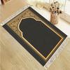 Tapis de Salat Islamique en Velours Simple Noir Or Bleu Motif Floral Mihrab Portable Antidérapant Tapis de Prière Cadeau de l'Aïd