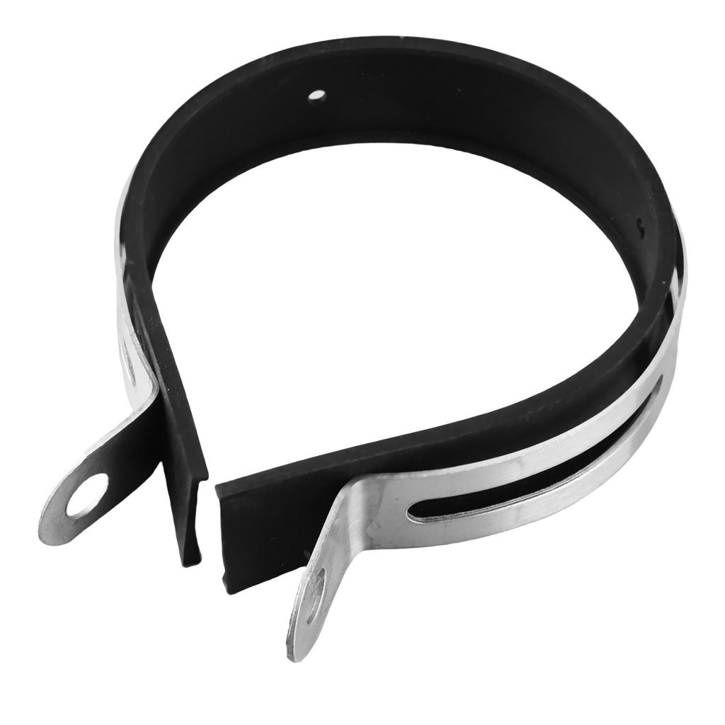 3.9in Motorcycle Exhaust Pipe Clamp Fixed Ring Stainless Steel Clip with Rubber Strip Universal