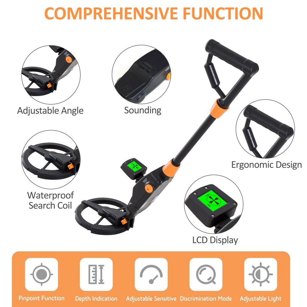 MD-1008A Metal Detector for Kids, Waterproof Search Coil Kids Metal Detector with LCD Display &   Stem, High Accuracy Professional Metal Dete