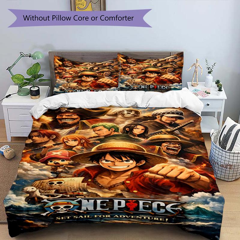 3pcs Duvet Cover Set (1*Duvet Cover + 2*Pillowcase, Without Core), One Piece Print Bedding Set, Bedroom Decor, All‑Season, Birthday Gift