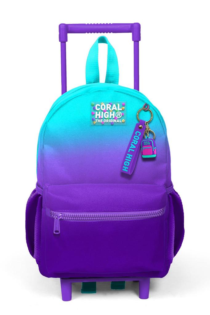 Minik Yuva Squeegee Rucksack Türkis Lila Farbübergang Zwei Fächer 24063