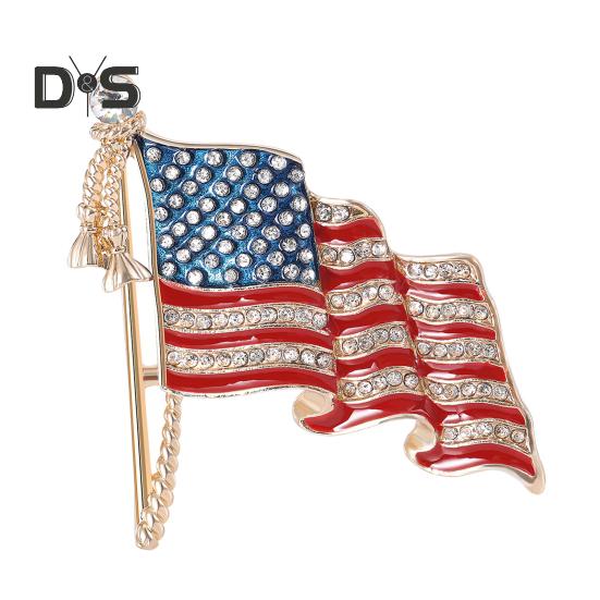 Brosche mit patriotischer amerikanischer Flagge, Zinklegierung, Strass-Emaille, wehende US-Nationalflagge, Anstecknadel, Pullover, Rucksack, Hut, Dekoration, Herren, Damen, Kleidungszubehör