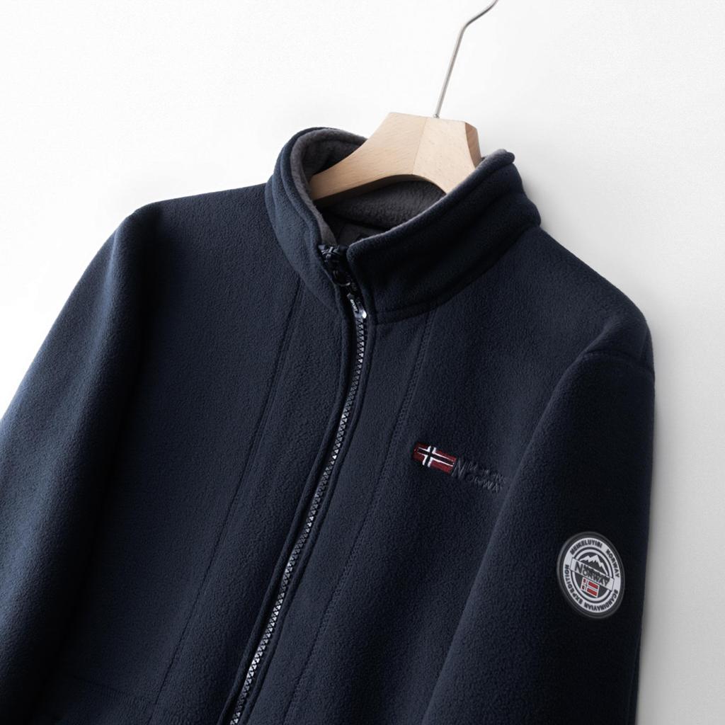 Norwegen Dickes Fleecegefüttertes Warmes Jacke: Doppellagige Baumwolle, Kältebeständig, Stehkragen, Mehrere Taschen, Übergröße.