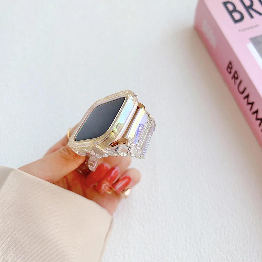 LGlitter Genomskinligt Fodral för Apple Watch Serie 8 7 5 6 SE Ultra Bling Stötfångare Skyddande Omslag för IWatch 41mm 45 49mm 44mm 40mm 42 38mm