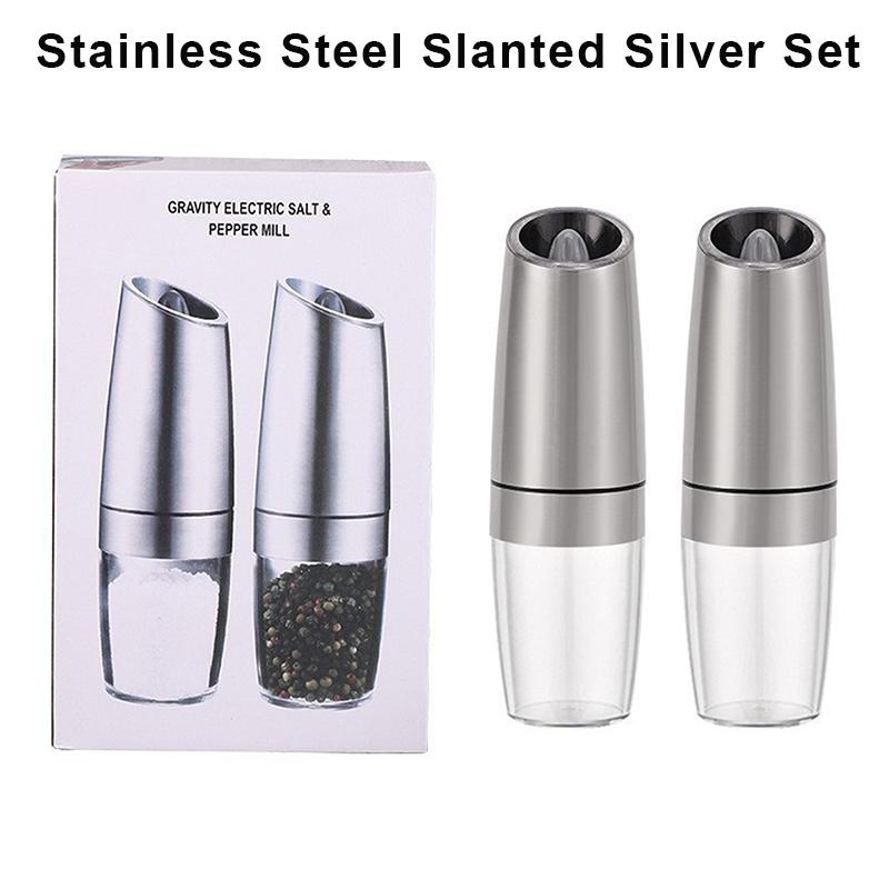 1/2Pcs Electric Salt Pepper Grinder Set One Handed Operation Stainless Steel Spice Mill With Light Automatic Pepper Grinde