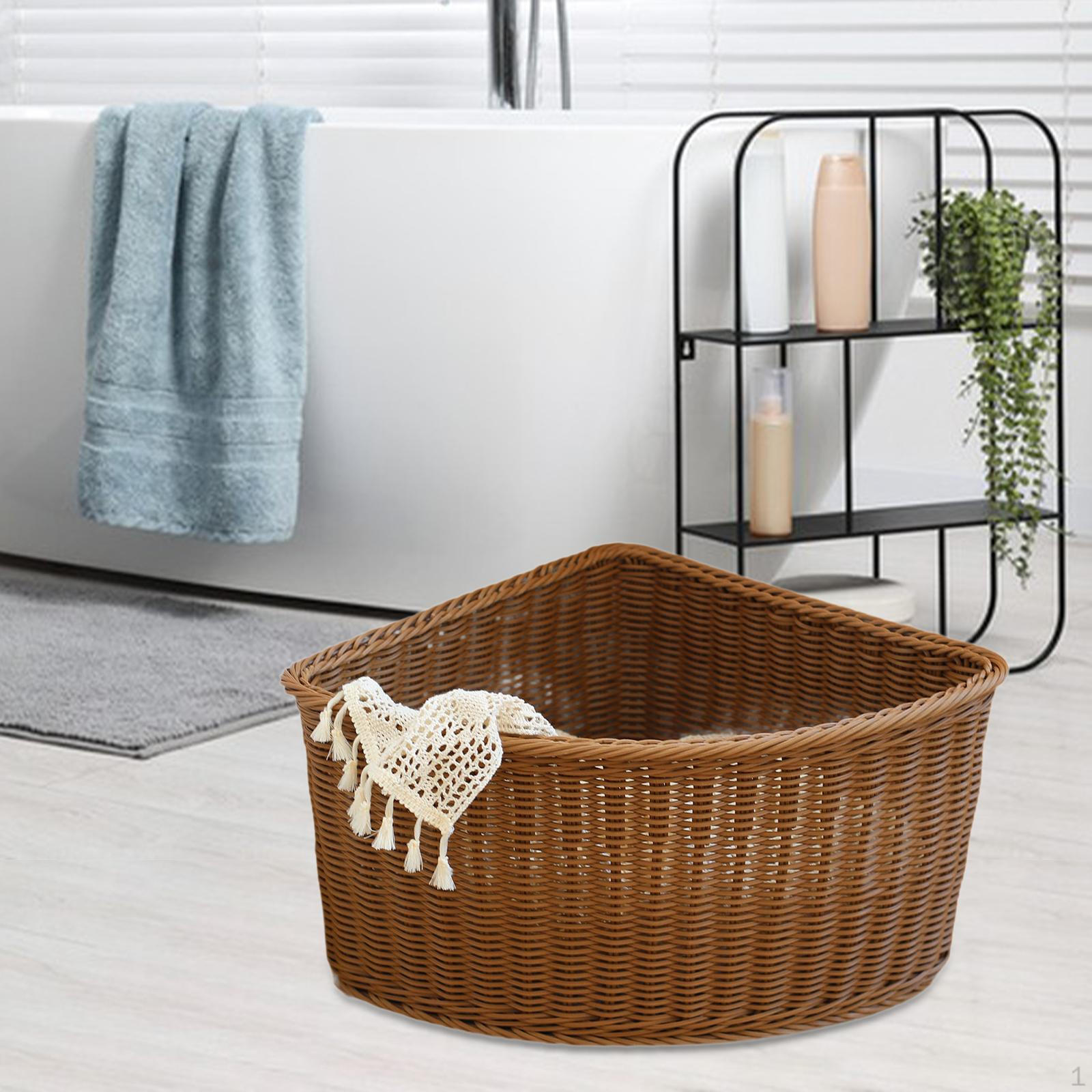 

Corner Basket Home Decor Decorative Multifunctional Farmhouse Woven Triangle Organizer for Bathroom Radius 33.5cm